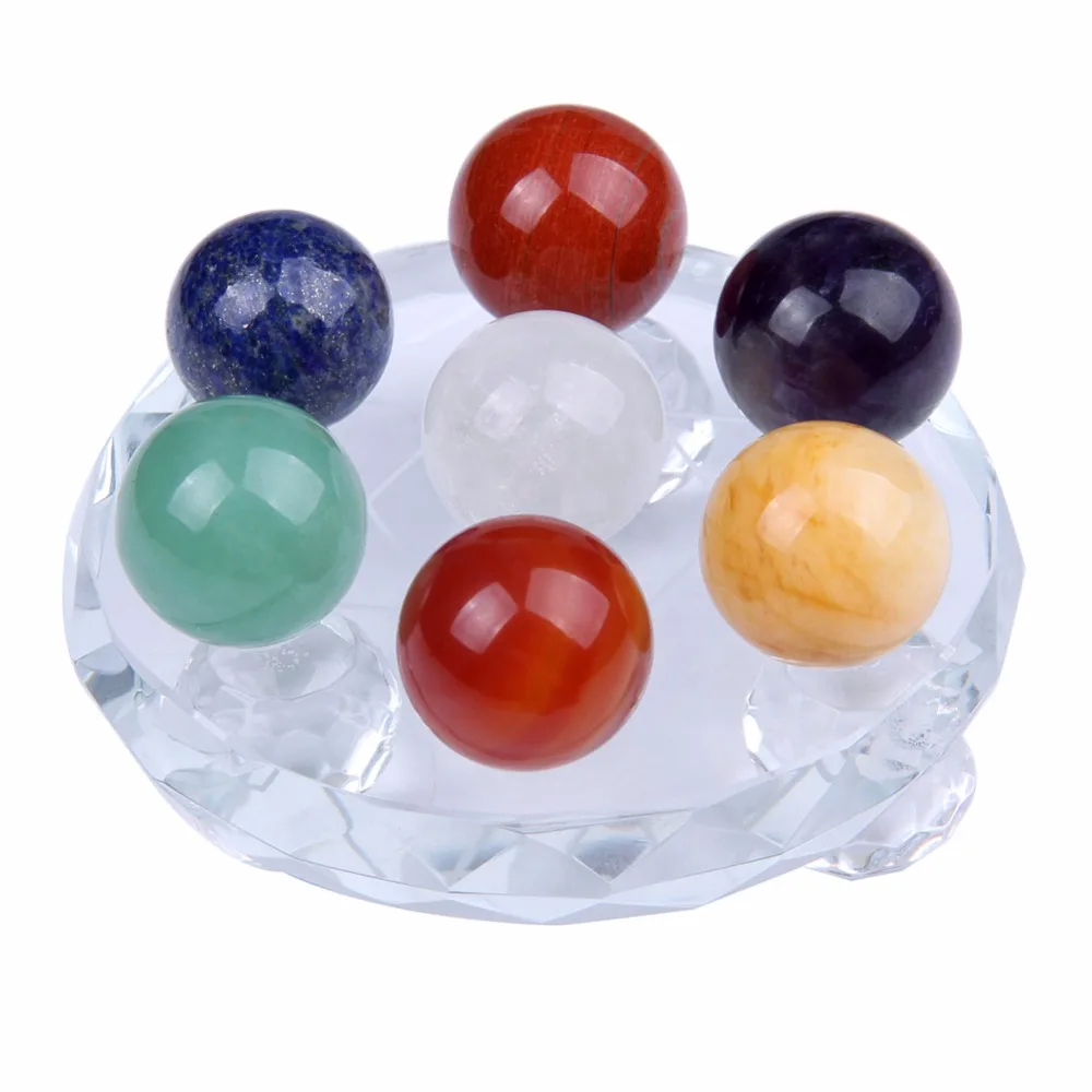 Natural Seven-Star Chakra Ball Sphere Stone Beads Fengshui Healing Reiki Crystal Set & White Glass Stand Plate SPH142
Natural Seven-Star Chakra Ball Sphere Stone Beads Fengshui Healing Reiki Crystal Set & White Glass Stand Plate SPH142
