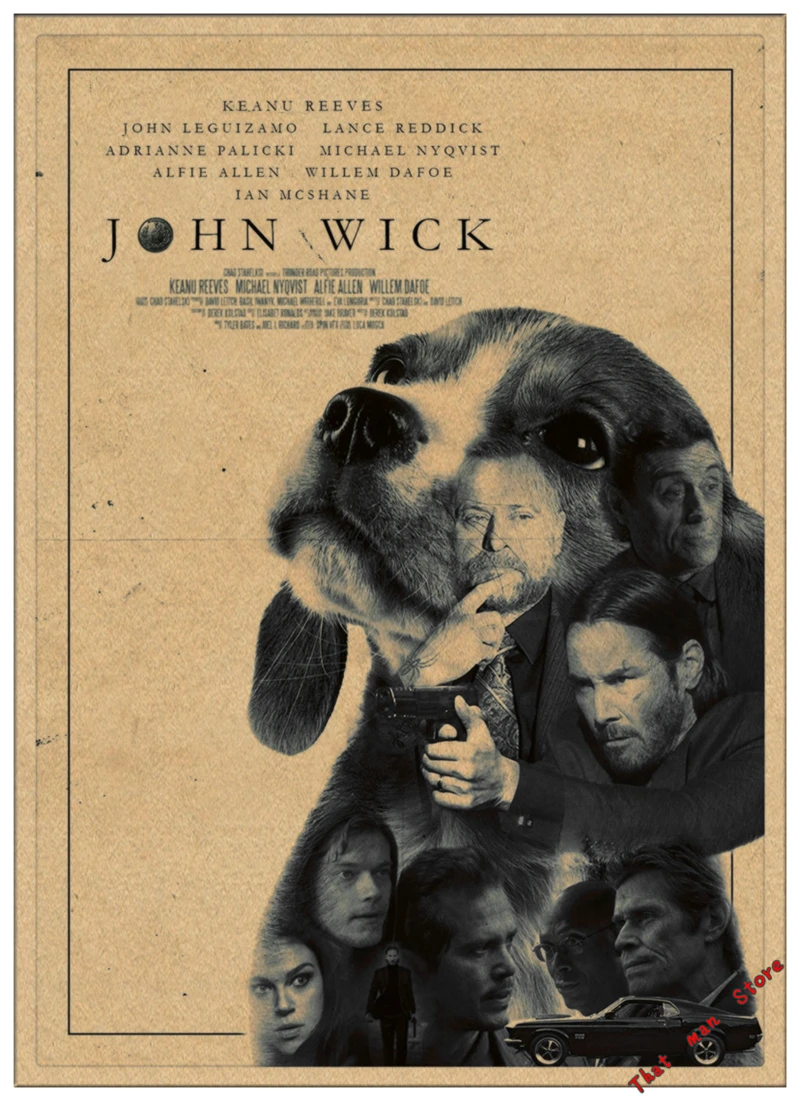 John Wick 1 2 3 плакат с фильмом стикер на стену крафт-бумага винтажный настенный из