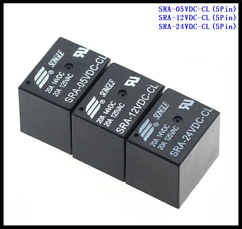 5 шт./лот реле мощности SONGLE SRA-05VDC-CL / SRA-12VDC-CL 5Pin 5V 12V 24V 20A T74
5 шт./лот реле мощности SONGLE SRA-05VDC-CL / SRA-12VDC-CL 5Pin 5V 12V 24V 20A T74