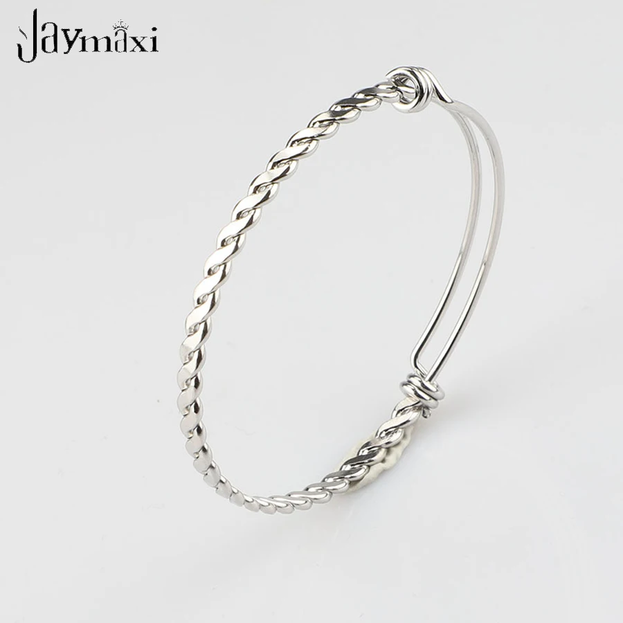 Jaymaxi 4mm Twist Bangle Adjustable Stainless Steel Polished Custom Charm DIY Wire Bangle 55mm 60mm 65mm 20Pieces/lot
Jaymaxi 4mm Twist Bangle Adjustable Stainless Steel Polished Custom Charm DIY Wire Bangle 55mm 60mm 65mm 20Pieces/lot