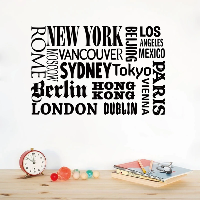 New York London Paris Quote wall sticker World City Names Vinyl wall decal art DIY home office decoration
New York London Paris Quote wall sticker World City Names Vinyl wall decal art DIY home office decoration