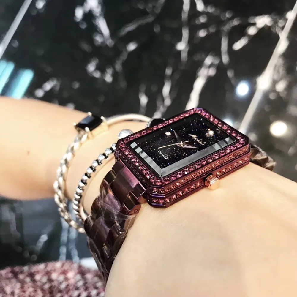 Vintage Square Bracelet Watches for Women Anti Fading Noble Purple Full Steel Watch Sparkly Luxury Crystals Wrist watch Quartz
Vintage Square Bracelet Watches for Women Anti Fading Noble Purple Full Steel Watch Sparkly Luxury Crystals Wrist watch Quartz