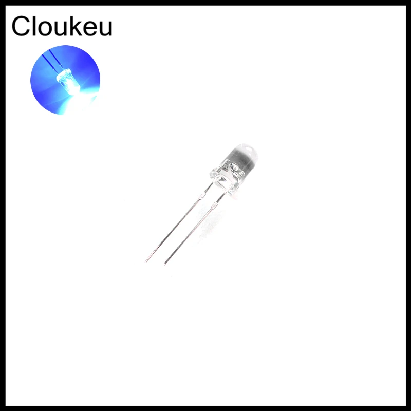 100Pcs 5MM Transparent emit Blue F5 Light emitting diode LED Lamp bead