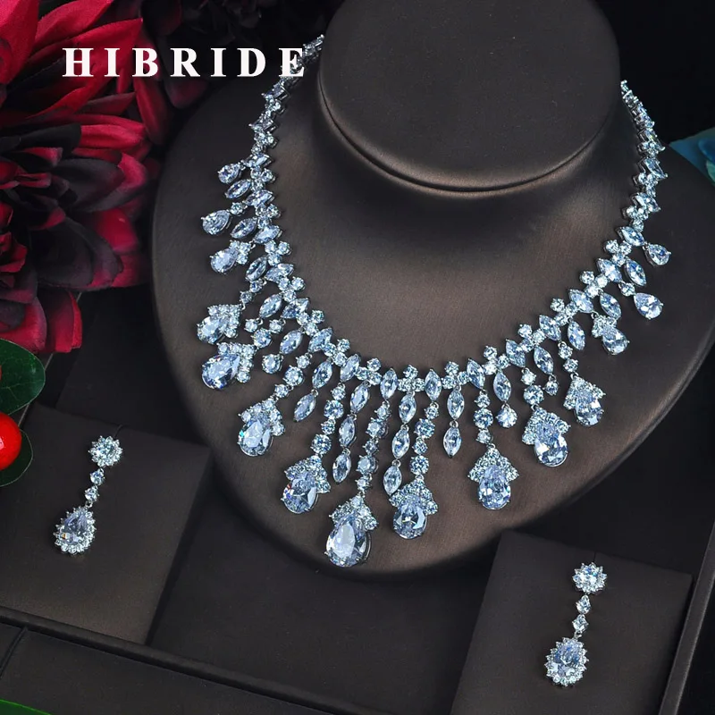 HIBRIDE Clear Big Water Drop Pendant Women Jewelry Sets Bride Full Cubic Zircon Necklace Set Fashion Luxury Jewelry N-618
HIBRIDE Clear Big Water Drop Pendant Women Jewelry Sets Bride Full Cubic Zircon Necklace Set Fashion Luxury Jewelry N-618