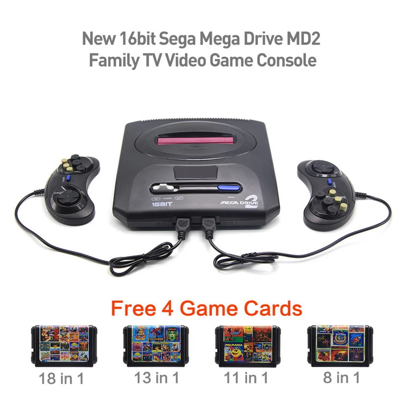 16bit sega игры Mega Drive MD2 Семья бесплатная 4 карты Новый ТВ видео игровая консоль Ретро