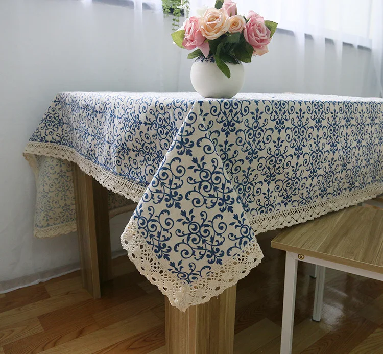 Retro Blue and White Table Cloth with Lace Cotton Print Chinese Style Rectangular Dinning Tablecloths Cover Home Decor
Retro Blue and White Table Cloth with Lace Cotton Print Chinese Style Rectangular Dinning Tablecloths Cover Home Decor