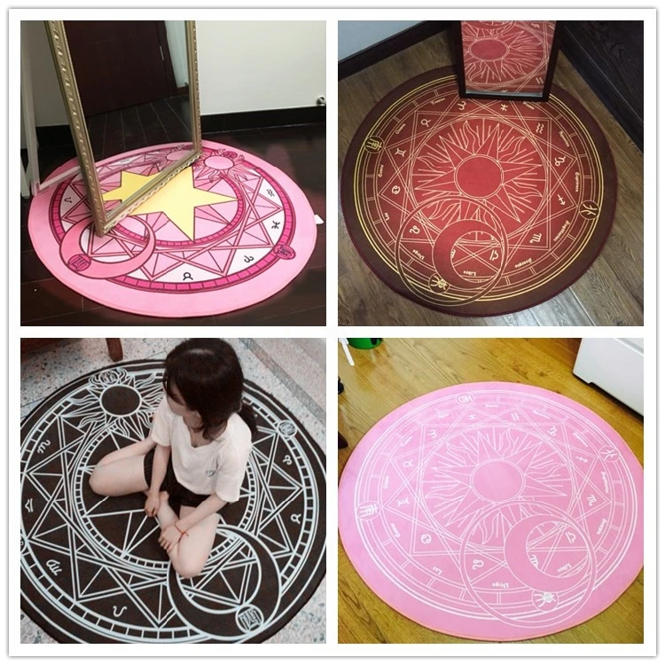 

WINLIFE 160*160cm Anime Sakura Round Style Decoration Fluffy Rugs Anti-Skid Shaggy Area Home Bedroom Carpet Floor Mat