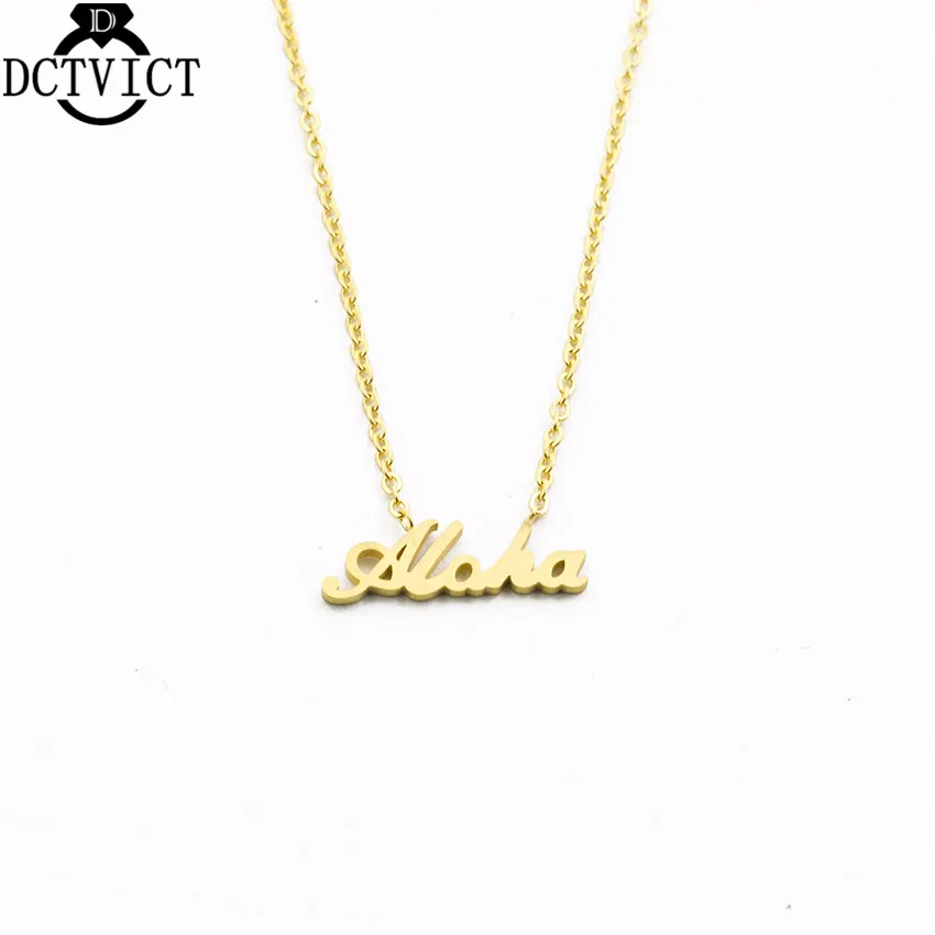 10PCS/Lot Fashion Women Jewelry Handmade Necklaces Stainless Steel Aloha Letter Pendant Necklaces Gold Chains Kolye
10PCS/Lot Fashion Women Jewelry Handmade Necklaces Stainless Steel Aloha Letter Pendant Necklaces Gold Chains Kolye