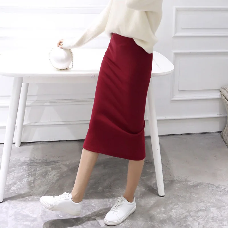 Solid Color Autumn Winter Bodycon Skirt Women Stretchable Split Skirt Mid Calf Slim Pencil Skirts For Female HO812190
Solid Color Autumn Winter Bodycon Skirt Women Stretchable Split Skirt Mid Calf Slim Pencil Skirts For Female HO812190