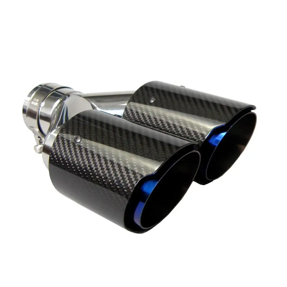 Dual Carbon Fiber + Burnt Blue Stainless Steel Universal Auto Exhaust Tip Double End Pipe for BMW BENZ VW Golf TOYOTA
Dual Carbon Fiber + Burnt Blue Stainless Steel Universal Auto Exhaust Tip Double End Pipe for BMW BENZ VW Golf TOYOTA