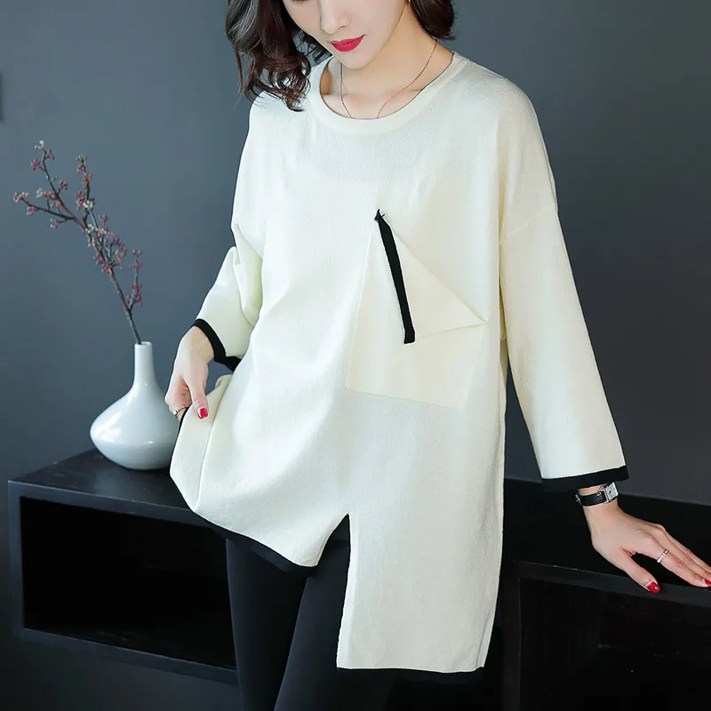 New autumn women's fashion irregular loose knit shirt plus size ladies split side knit clothes pullovers
New autumn women's fashion irregular loose knit shirt plus size ladies split side knit clothes pullovers