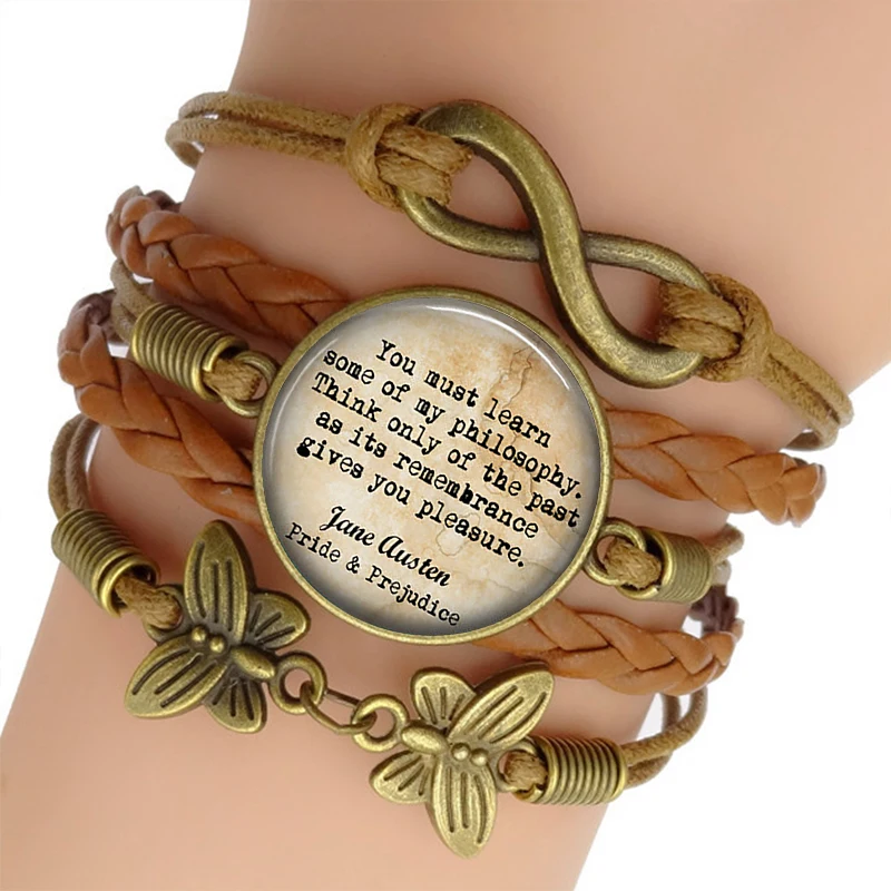 Jane Austen Quote Fashion Leather Double Multilayer Braided Bracelets Infinite Jewelry Pride and Prejudice Book Lovers Gift
Jane Austen Quote Fashion Leather Double Multilayer Braided Bracelets Infinite Jewelry Pride and Prejudice Book Lovers Gift