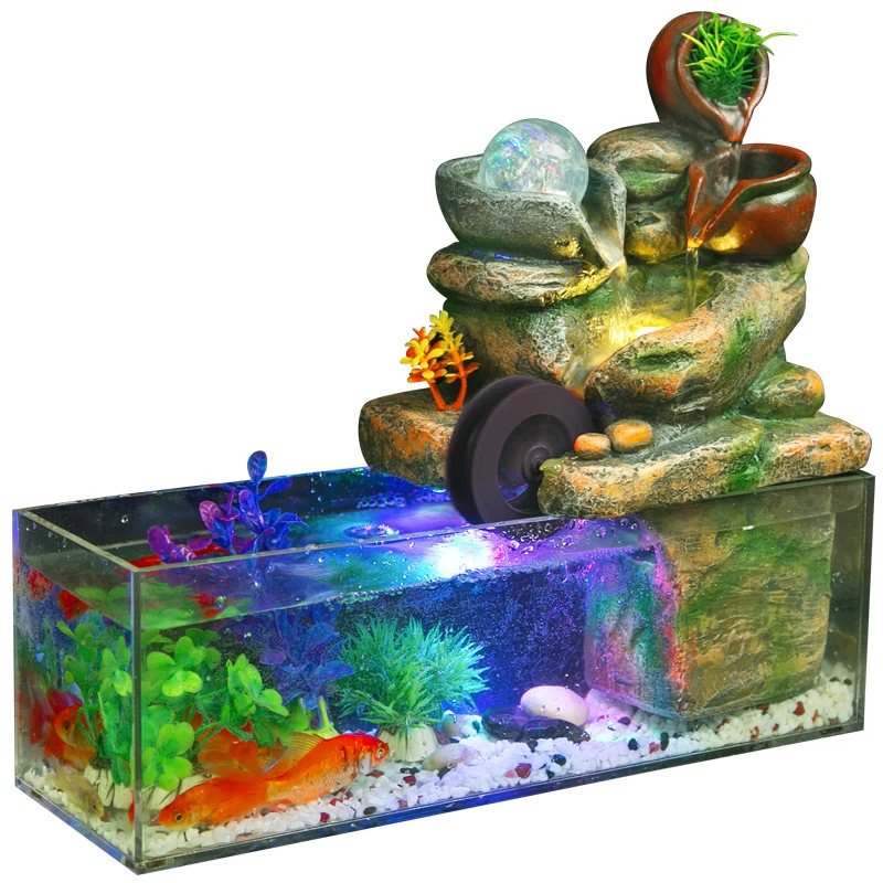 Vintage Resin Crafts Flowing Water Fountain Fish Tank Living Room Desktop Micro Landscape Rockery Ornament Lucky Home Decoration
Vintage Resin Crafts Flowing Water Fountain Fish Tank Living Room Desktop Micro Landscape Rockery Ornament Lucky Home Decoration