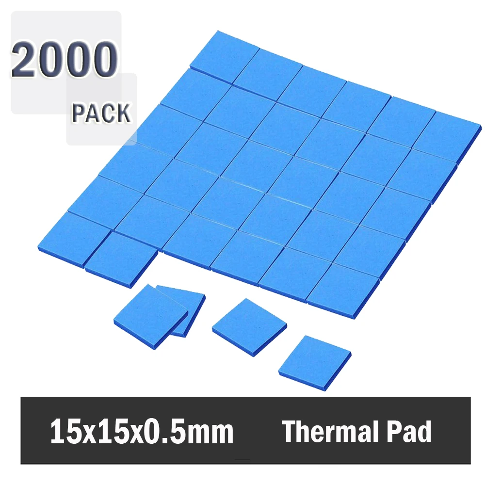 2000PCS Gdstime Thermal Pad 15*15*0.5mm Thermal Pad GPU CPU Heatsink Cooling Conductive Silicone Pad 0.5mm thickness
2000PCS Gdstime Thermal Pad 15*15*0.5mm Thermal Pad GPU CPU Heatsink Cooling Conductive Silicone Pad 0.5mm thickness