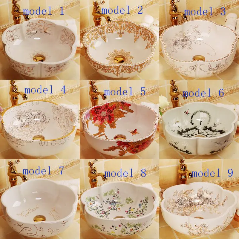 Morocco style flower shape gold decoration ceramic porcelain bathroom sinks
Morocco style flower shape gold decoration ceramic porcelain bathroom sinks