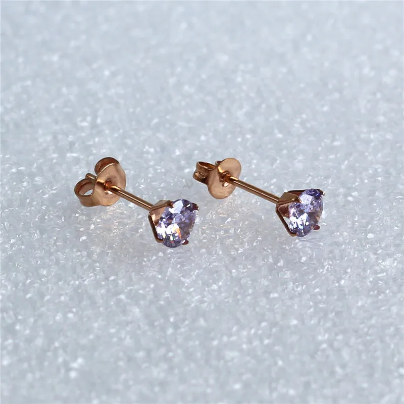 With Light Purple Zircon Stud Earrings 316L Stainless Steel Rose Gold-color IP Planting 5mm Round
With Light Purple Zircon Stud Earrings 316L Stainless Steel Rose Gold-color IP Planting 5mm Round