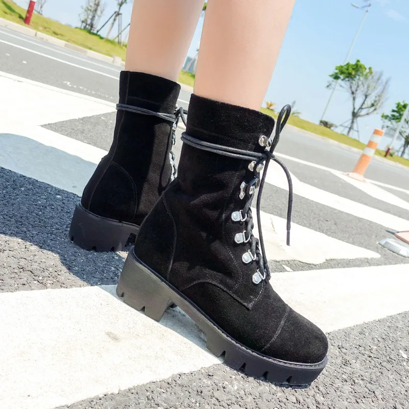 Meotina Real Leather Ankle Boots Women Cow Suede Square High Heels Short Boots Lace Up Round Toe Shoes Ladies Autumn Size 34-39
Meotina Real Leather Ankle Boots Women Cow Suede Square High Heels Short Boots Lace Up Round Toe Shoes Ladies Autumn Size 34-39