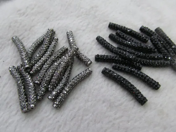 Wholesale 20pcs 6x30mm Micro Pave Crystal Rhinestone Sideway Tube Bracelet Connector - Curve Pave Bar Black Jet Jewelry Spacer 
Wholesale 20pcs 6x30mm Micro Pave Crystal Rhinestone Sideway Tube Bracelet Connector - Curve Pave Bar Black Jet Jewelry Spacer