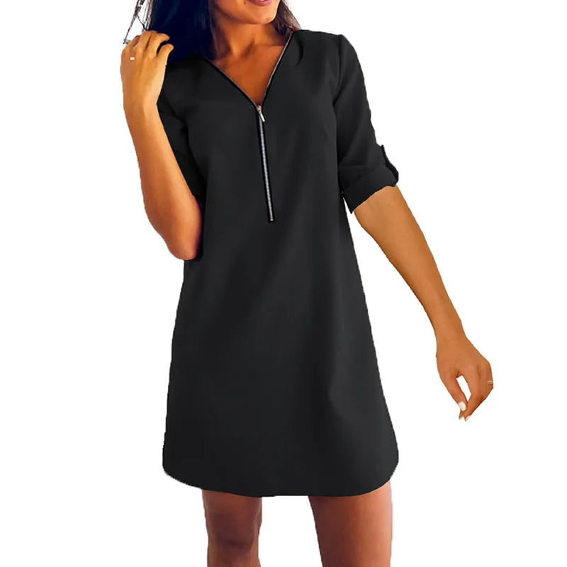 Plus Size One-Piece Dress 2019 Fashion Women Casual V Neck Zipper 4xl 5xl Vestidos Loose Solid Colors One Piece Short Dress
Plus Size One-Piece Dress 2019 Fashion Women Casual V Neck Zipper 4xl 5xl Vestidos Loose Solid Colors One Piece Short Dress