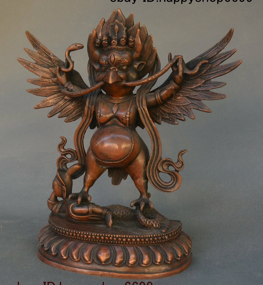 Collect Tibet Bronze Redpoll Winged Garuda Bird Eagle Buddha Thor Statue 11 inch
Collect Tibet Bronze Redpoll Winged Garuda Bird Eagle Buddha Thor Statue 11 inch