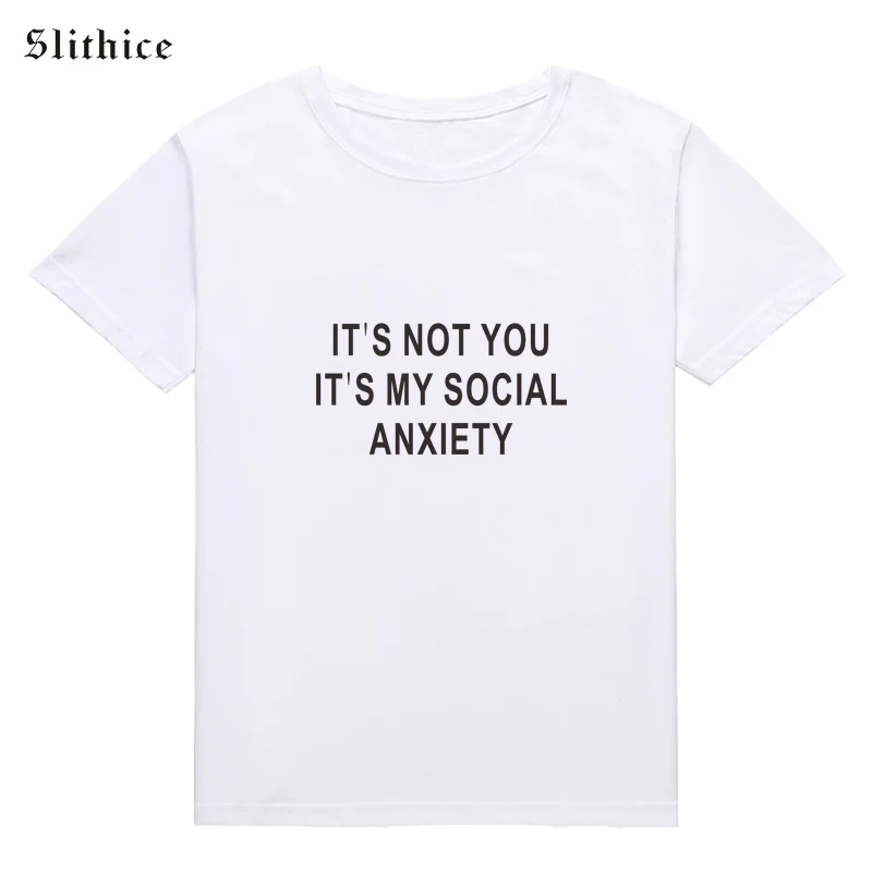 Футболка женская Slithice летняя футболка с надписью IT'S NOT YOU MY SOCIAL беспокойство |