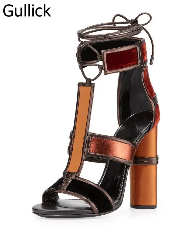 Hottest Selling Women Mixed Color Ankle T-Strap Lace Up Sandals Summer Fashion Patchwork Hollow Out High Square Heel Pumps
Hottest Selling Women Mixed Color Ankle T-Strap Lace Up Sandals Summer Fashion Patchwork Hollow Out High Square Heel Pumps