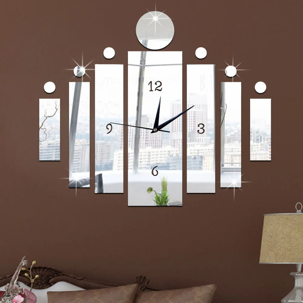 2019 new arrivals Luxury 3D Mirror Silver Wall Clock Modern Design Home Decor Watch Sticker 6.13 | Дом и сад
