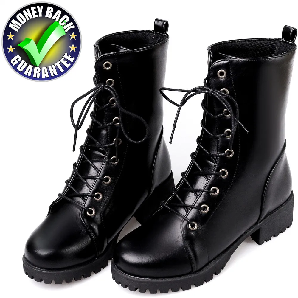 New Black Leather Ankle Boots For Women Boot Autumn Winter Cotton Shoes Warm Snow Boots Mujer Punk Riding Equestr Martin Boots
New Black Leather Ankle Boots For Women Boot Autumn Winter Cotton Shoes Warm Snow Boots Mujer Punk Riding Equestr Martin Boots