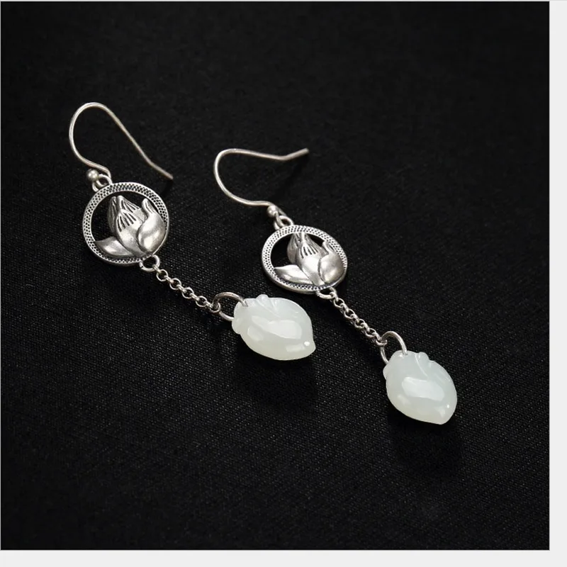 Uglyless S 925 Sterling Silver Natural Jade Leaves Drop Earrings Women Handmade Jewelry Ethnic Lotus Floral Brincos Fine Bijoux
Uglyless S 925 Sterling Silver Natural Jade Leaves Drop Earrings Women Handmade Jewelry Ethnic Lotus Floral Brincos Fine Bijoux