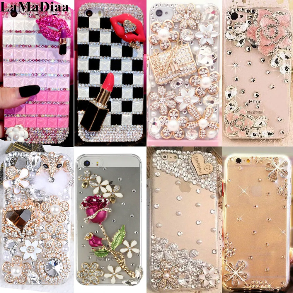 LaMaDiaa For iPhone X XS XR MAX 12 13 mini Pro max 11 5S 6 6S 7 8 Plus Luxury Rhinestone Bling Diamond Phone Case Cover | Мобильные