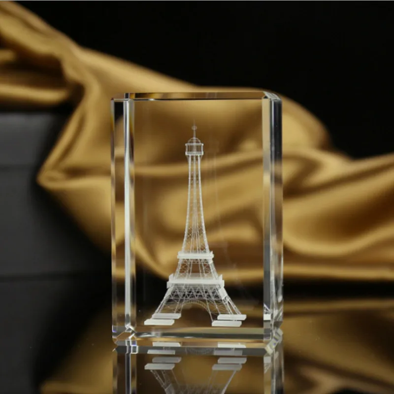 3D лазерная гравировка La Tour Tower Cube Хрустальный пресс папье фэн шуй украшение для