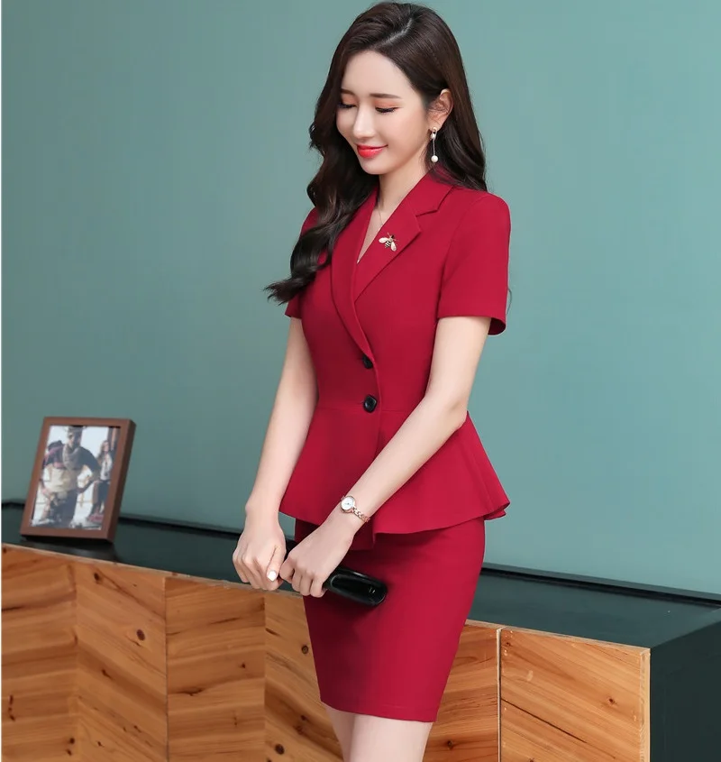 2019 Summer Fashion Red Business Suits 2 Piece Sets With Tops and Skirt For Ladies Office Uniform Styles Women Blazers
2019 Summer Fashion Red Business Suits 2 Piece Sets With Tops and Skirt For Ladies Office Uniform Styles Women Blazers
