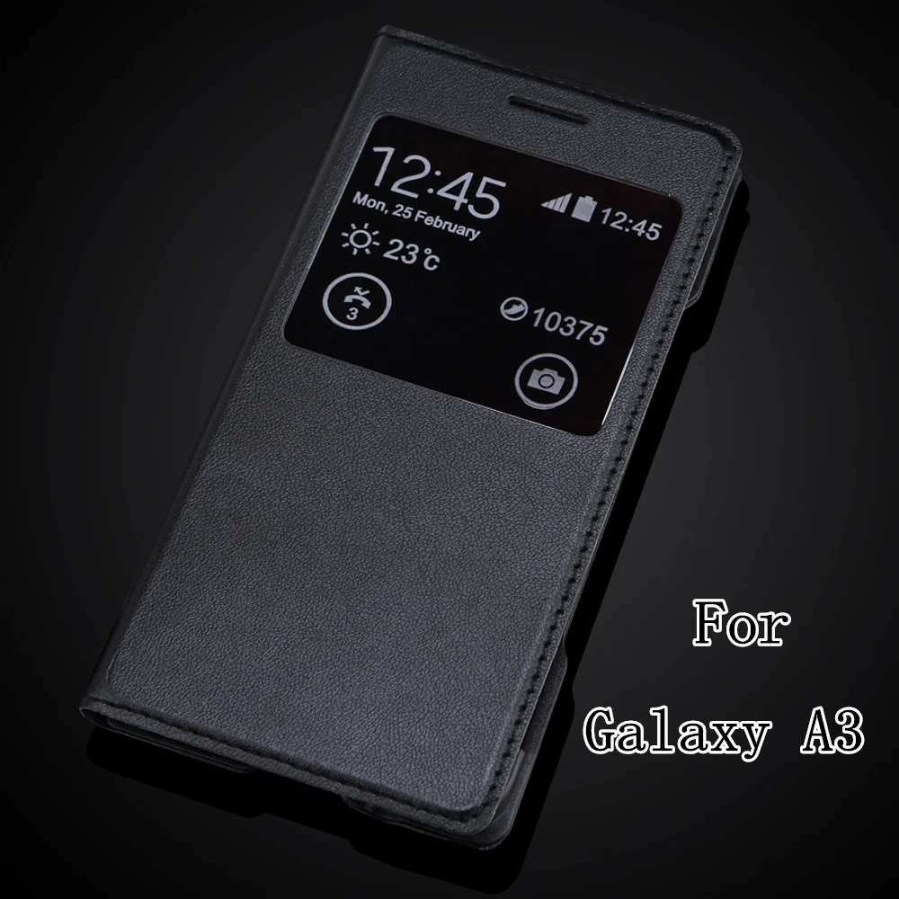 Роскошный чехол-книжка из искусственной кожи с окошком для Samsung Galaxy A3 | Мобильные