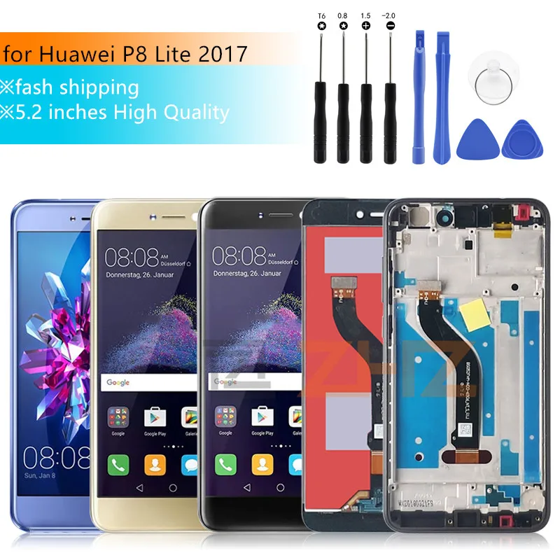 Для Huawei P8 Lite 2017 ЖК-дисплей кодирующий преобразователь сенсорного экрана в сборе с