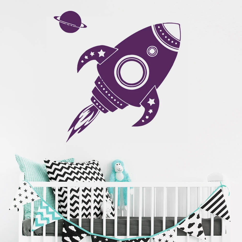 Rocket and Planets космические съемные наклейки на стену для детской комнаты Детские