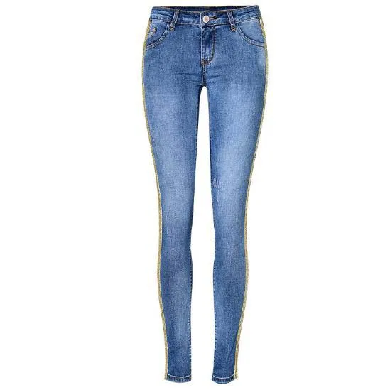 Low Waist Elastic Women Pants Slim Skinny Jeans Both Sides Spliced Sequined Fashion Pencil Pants Female Full Length Trouser D153
Low Waist Elastic Women Pants Slim Skinny Jeans Both Sides Spliced Sequined Fashion Pencil Pants Female Full Length Trouser D153