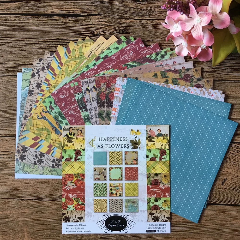 24pcs/Pack 6*6inch 15.2cm Happiness As Flowers Patterned Paper Pack Scrapbooking DIY Happy Planner Card Making Journal Project
24pcs/Pack 6*6inch 15.2cm Happiness As Flowers Patterned Paper Pack Scrapbooking DIY Happy Planner Card Making Journal Project