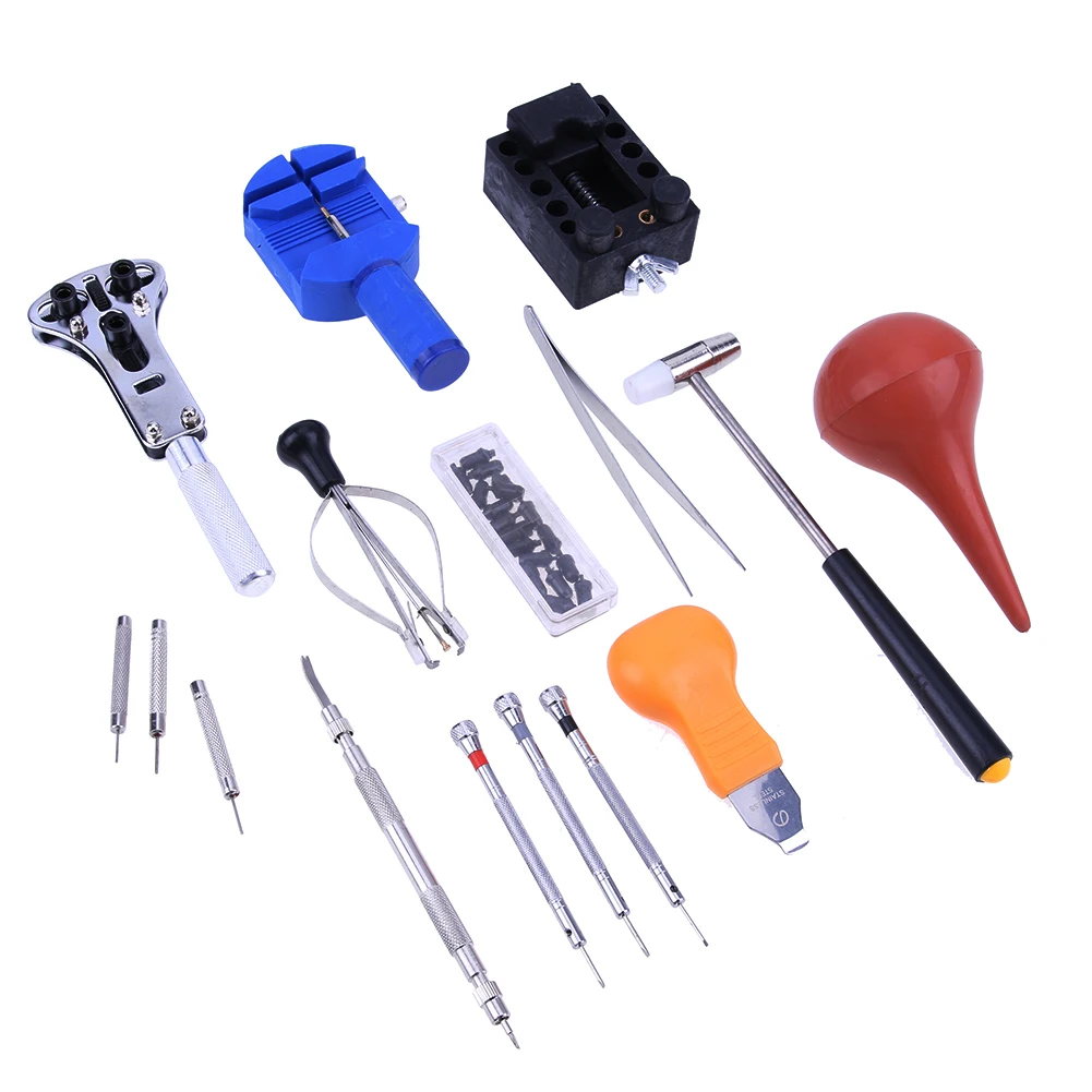 16 pcs Watch Repair Tool Kit Set Hammer Case Opener Link Spring Bar Remover Screwdriver Tweezer Watchmaker Dedicated Device
16 pcs Watch Repair Tool Kit Set Hammer Case Opener Link Spring Bar Remover Screwdriver Tweezer Watchmaker Dedicated Device