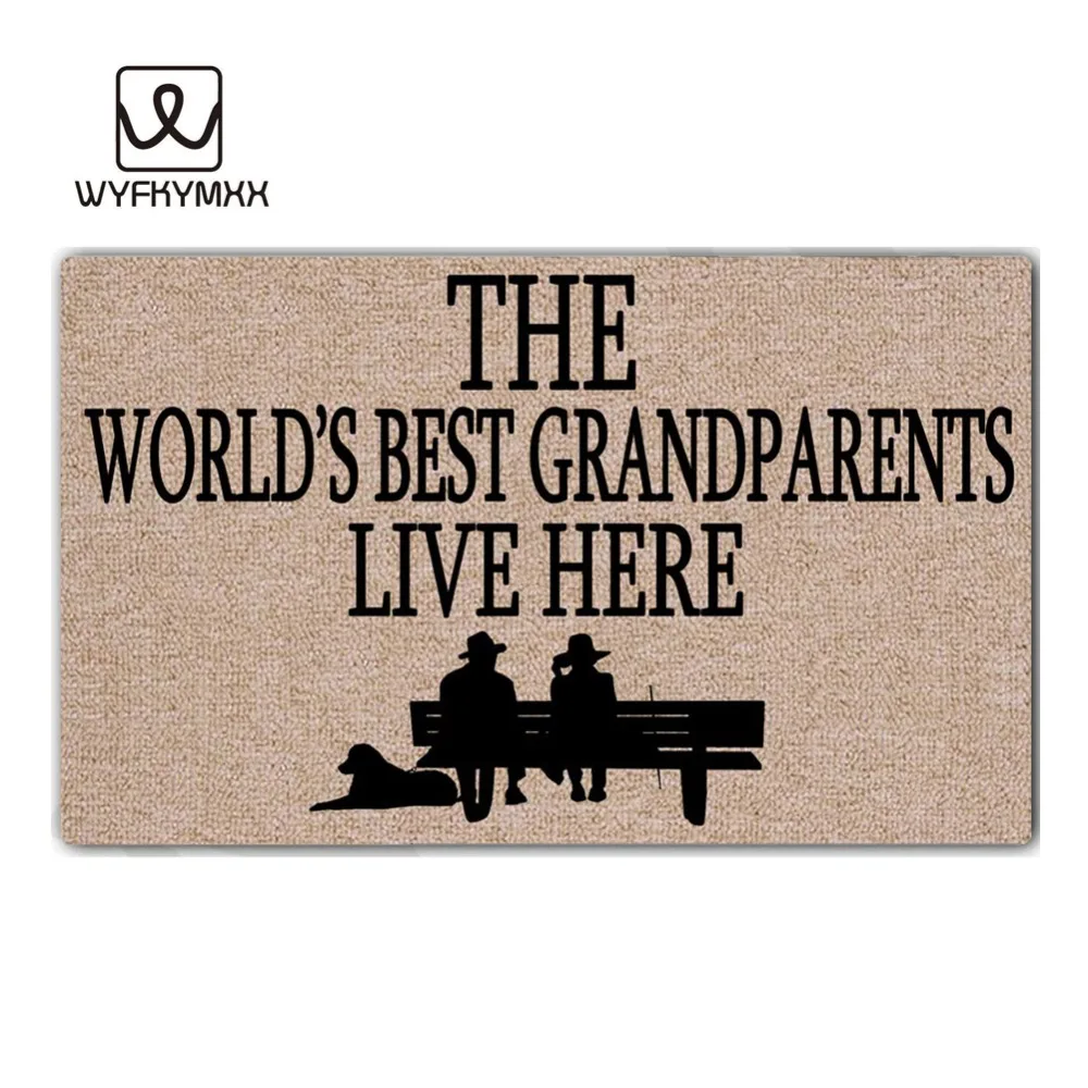 

Funny doormat The World's Best Grandparents Live Here woven outdoor mat design welcome mat indoor outdoor entrance doormats