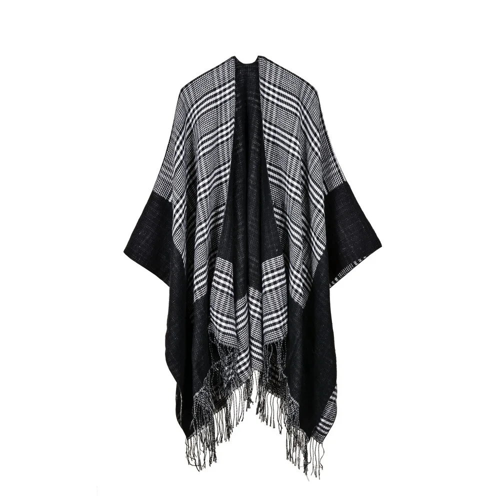 

Classic Plaid Tassel Warm Womens Thickening Cashmere Imitation Wool Scarf Poncho Cape Poncho Blanket Cloak Wrap Shawl Coat