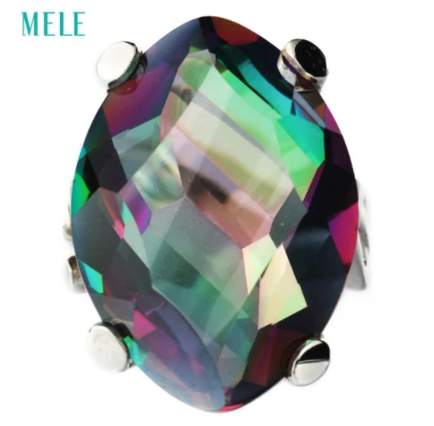 Natural mystic quarts silver ring, irregular shape in 18mm*24mm, multi-color, special and fashion
Natural mystic quarts silver ring, irregular shape in 18mm*24mm, multi-color, special and fashion