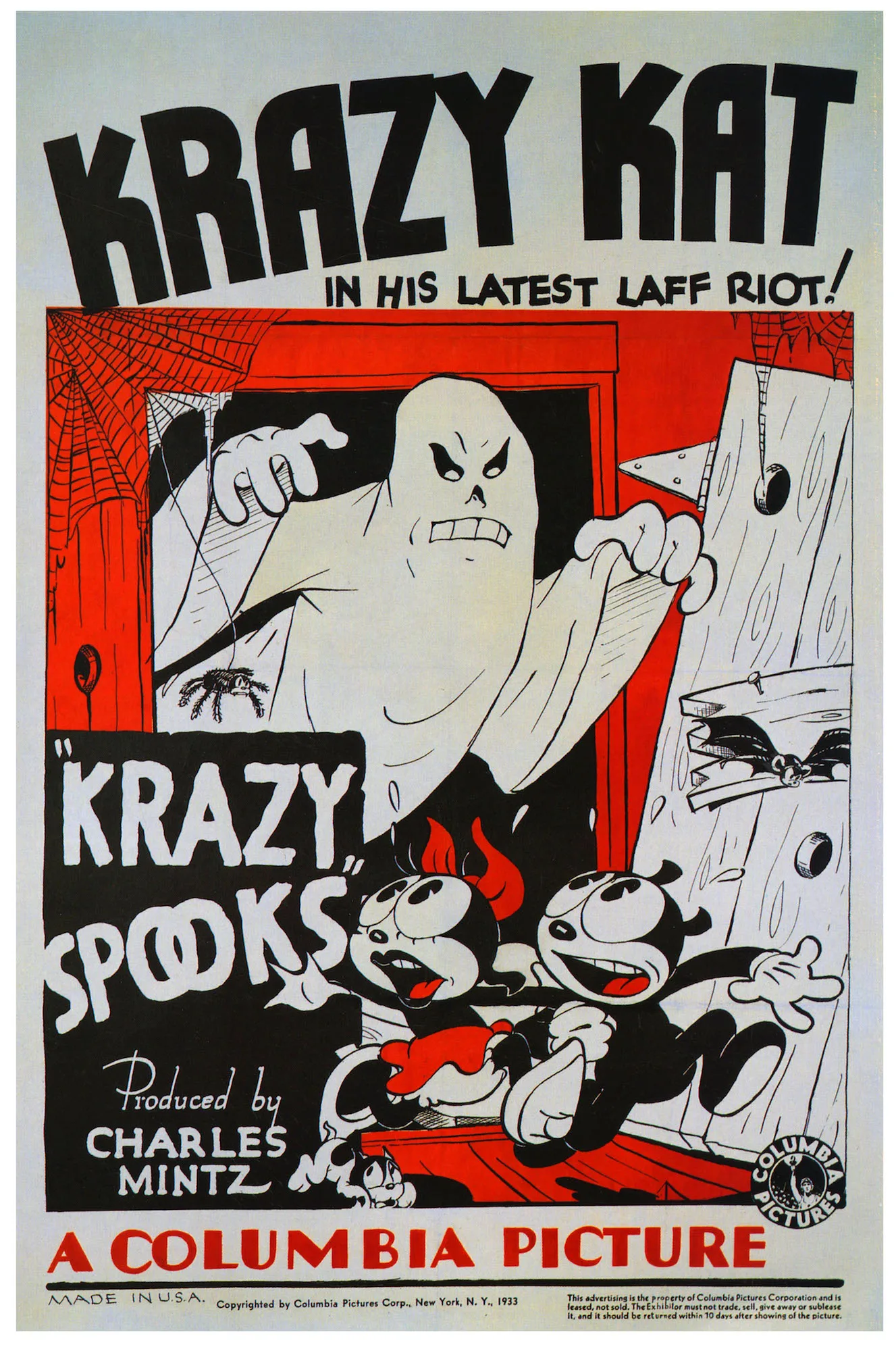 Винтажный рекламный мультяшный постер Krazy Kat Классическая парусиновая картина
