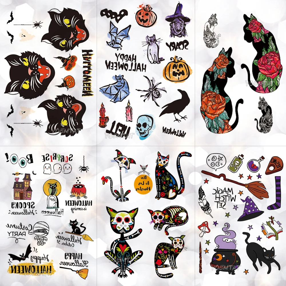 Halloween Pumpkin Magic Unicorn Waterproof Temporary Tattoo Sticker Skull Cats Black Crow Flash Tattoos Body Art Arm Fake Tatoo
Halloween Pumpkin Magic Unicorn Waterproof Temporary Tattoo Sticker Skull Cats Black Crow Flash Tattoos Body Art Arm Fake Tatoo