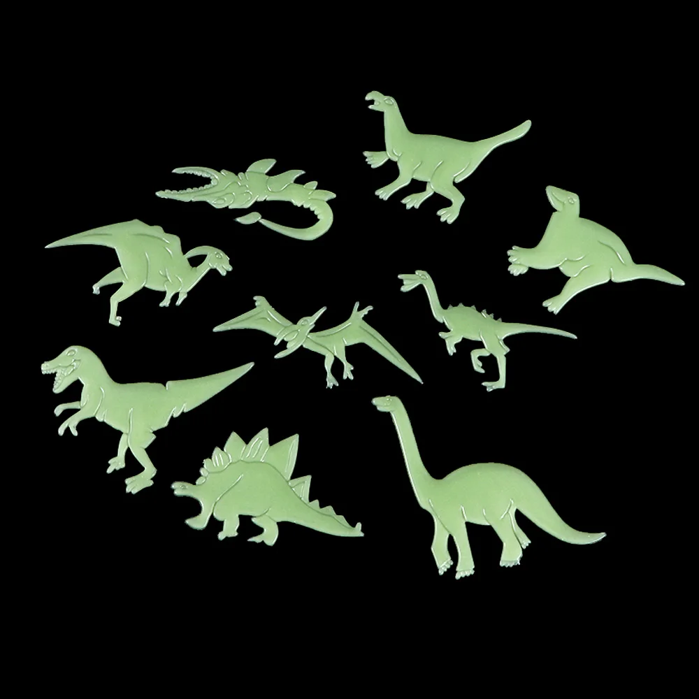 Фото Новинка 9 шт./компл. светящиеся флуоресцентные наклейки на стену Динозавр из ПВХ