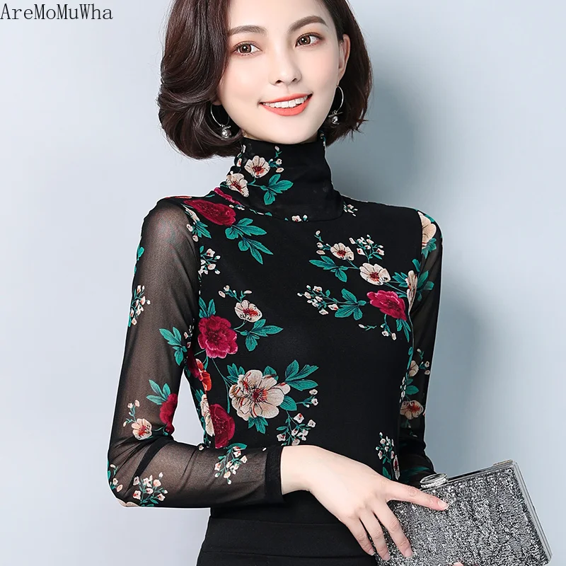 AreMoMuWha High Collar Mesh Female Long Sleeve 2019 Spring and Summer New Flowers Slim Stretch Large Size Lace Shirt Tide MH160
AreMoMuWha High Collar Mesh Female Long Sleeve 2019 Spring and Summer New Flowers Slim Stretch Large Size Lace Shirt Tide MH160