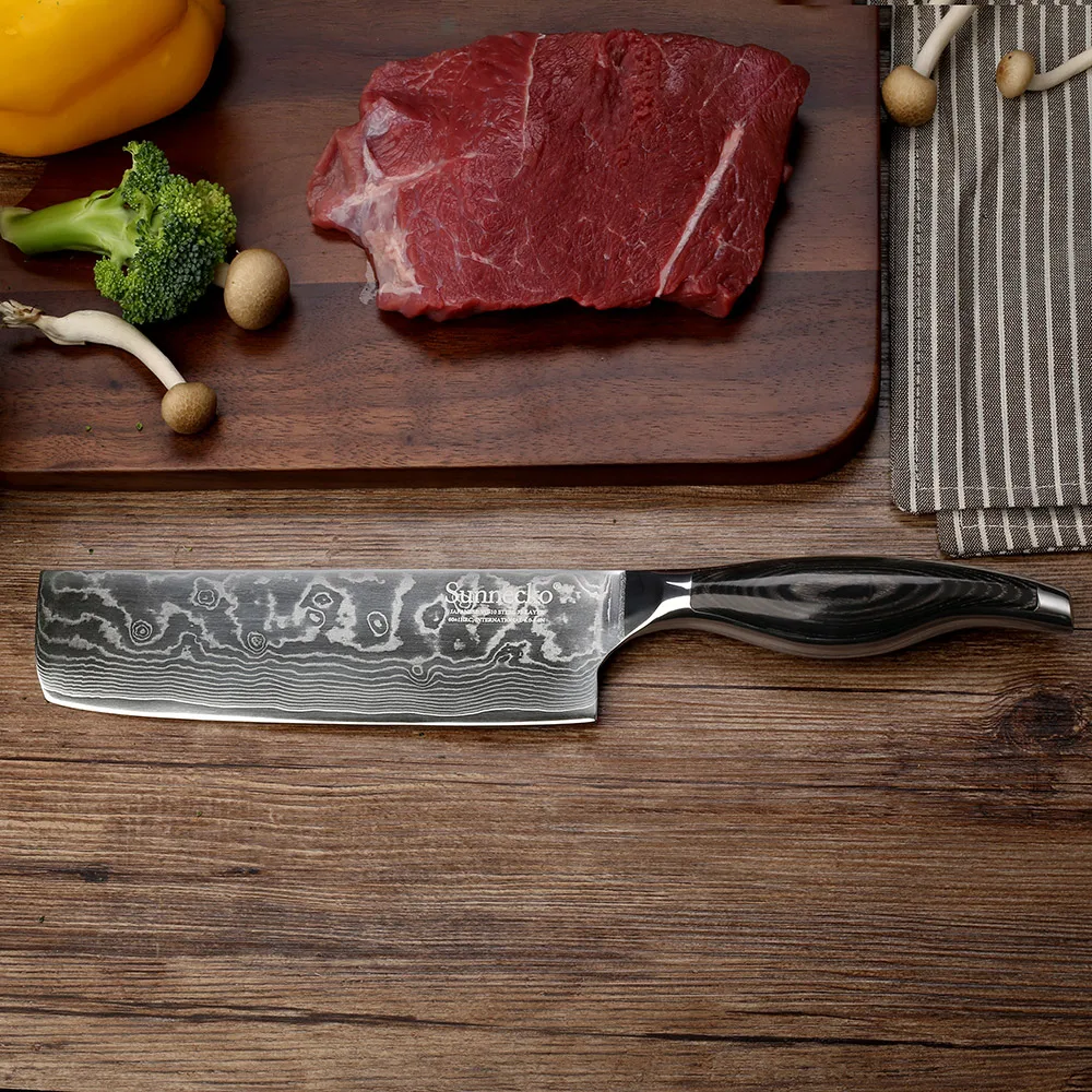 Sunnecko 7" Cleaver Knife Japanese VG10 Core Damascus Steel Blade Chef Vegetable Chopping Knives Professional Pakka Wood Handle
Sunnecko 7" Cleaver Knife Japanese VG10 Core Damascus Steel Blade Chef Vegetable Chopping Knives Professional Pakka Wood Handle