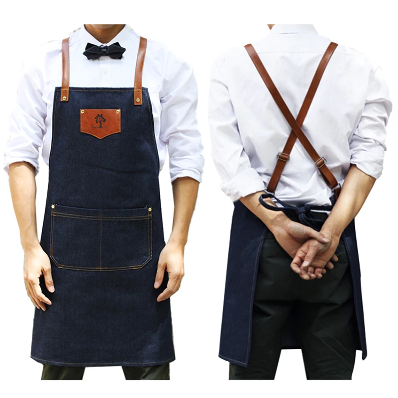 New 2018 BBQ Denim cowboy Apron Bib Leather Straps Chef Kitchen Apron for Women Men Pockets barber cook Restaurant Waitress Logo
New 2018 BBQ Denim cowboy Apron Bib Leather Straps Chef Kitchen Apron for Women Men Pockets barber cook Restaurant Waitress Logo