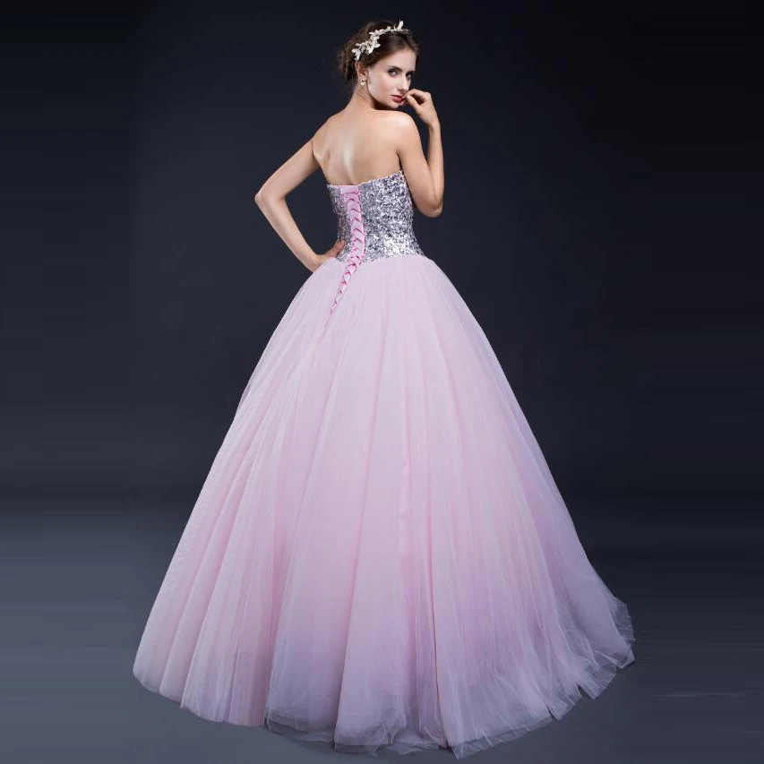 SHAMAI Sweetheart Lace-up Pink Tulle Wedding Ball Gown Cheap Slivery Sequined Top Quinceanera Dresses Floor Length Prom Dress
SHAMAI Sweetheart Lace-up Pink Tulle Wedding Ball Gown Cheap Slivery Sequined Top Quinceanera Dresses Floor Length Prom Dress