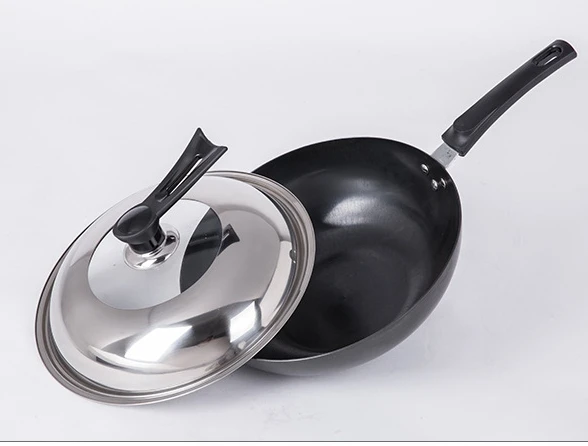 Китайский кухонный помощник Wok без покрытия сковорода для общего использования