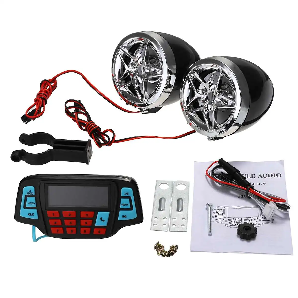 Mofaner 12 В водонепроницаемый мотоцикл bluetooth радио ATV MP3 плеер два динамика Руль Радио